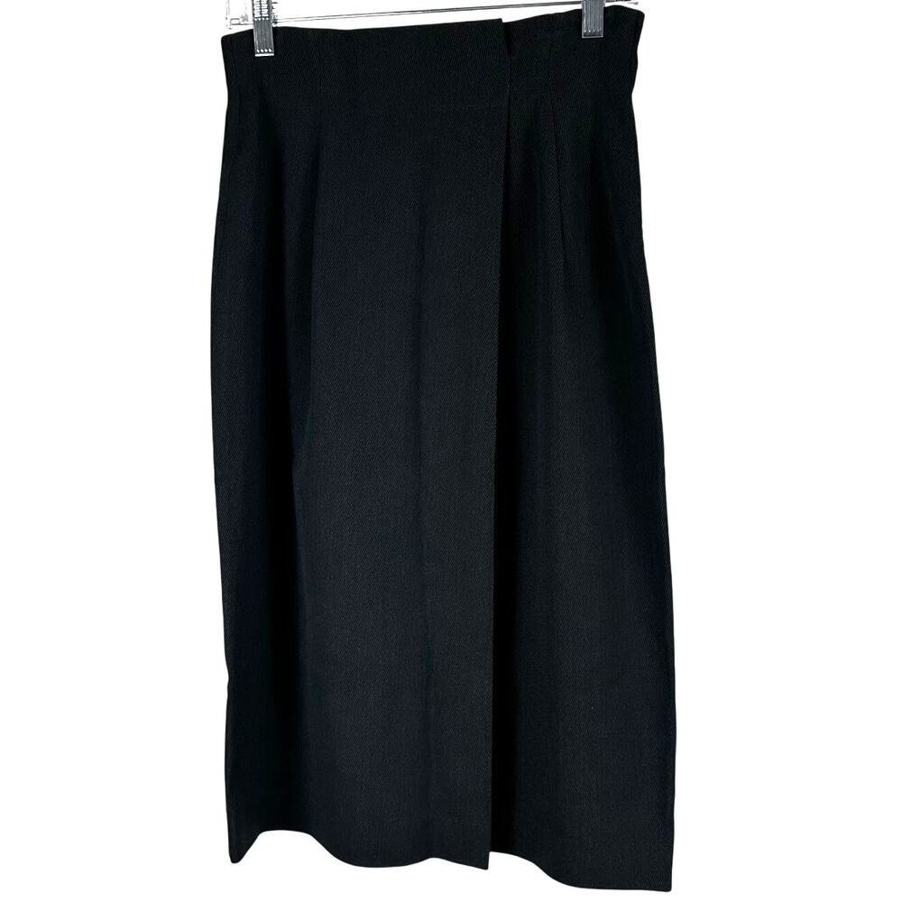 Giorgio Armani Vintage Collaudo Wool Blend Wrap Around Skirt Black Size 10 EUC